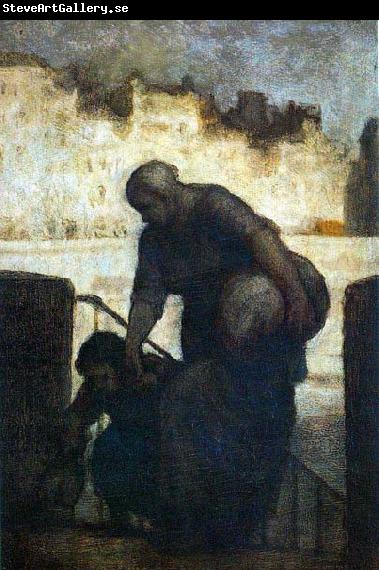 Honore  Daumier Laundress on the Quai d'Anjou